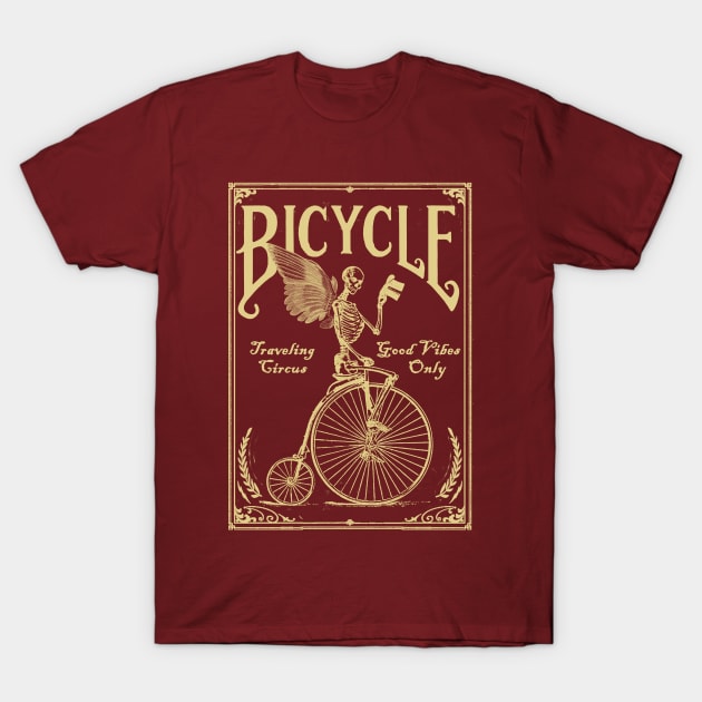 Cool Tees Vintage Bicycle Skull T-Shirt by COOLTEESCLUB